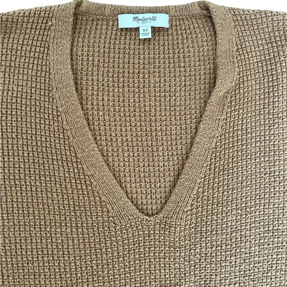 Madewell Knit Sweater V Neck XS Woman's 3/4 Sleeve Sweater, Rust Brown - Picture 4 of 5